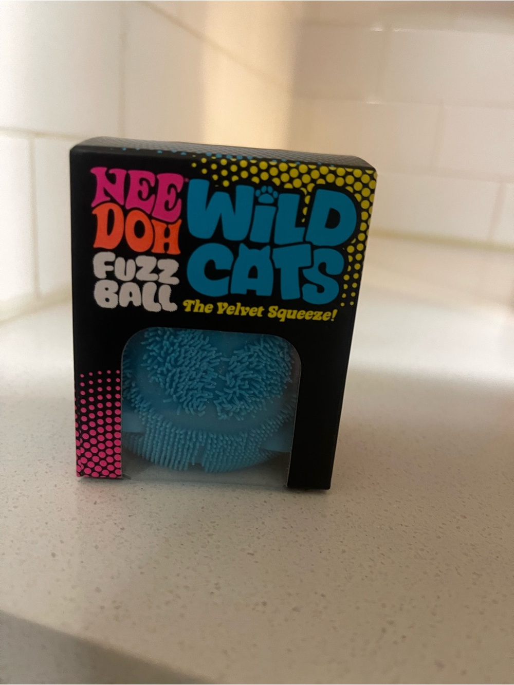 Needoh Fuzz Ball Wild Cat - Blue peace sign